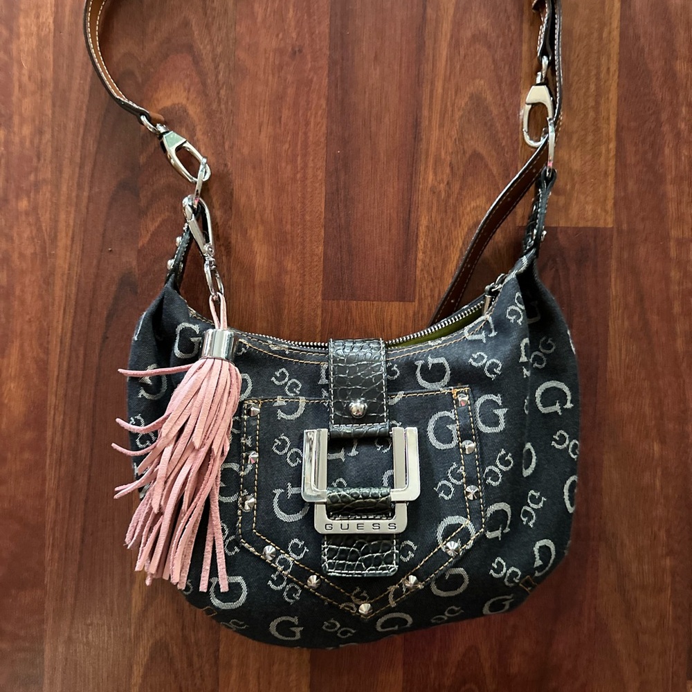 Y2K GUESS Black and Pink Crossbody Bag - Picture 2 of 3